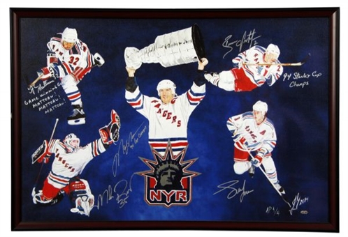 1994 New York Rangers Stanley Cup Champions Artist Proof Signed By 5 (1/4)